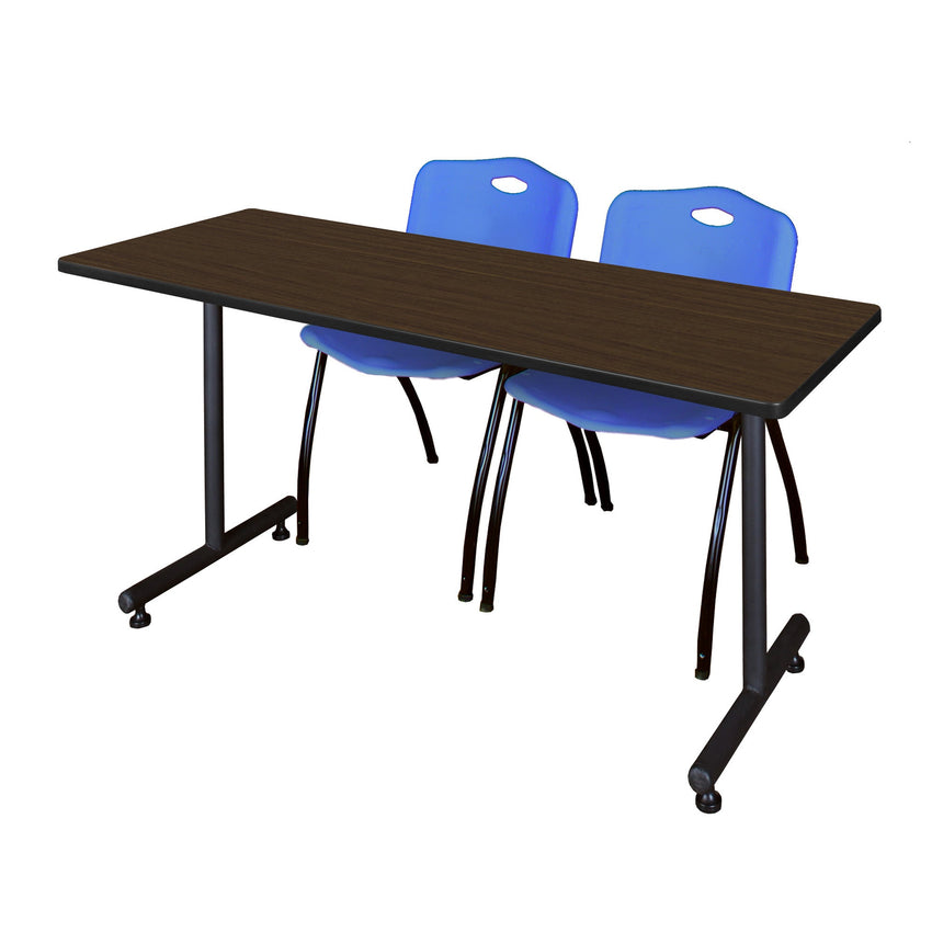 Regency Kobe Professional T - Base Training Table & 2 M Stack Chairs 66"W x 24"D x 29"H (REG - MKTRCT6624 - 2M) - SchoolOutlet
