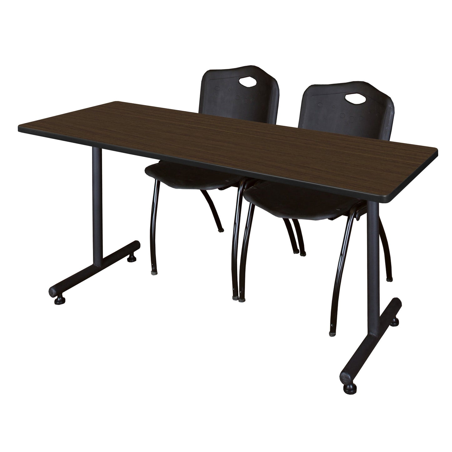 Regency Kobe Professional T - Base Training Table & 2 M Stack Chairs 66"W x 24"D x 29"H (REG - MKTRCT6624 - 2M) - SchoolOutlet