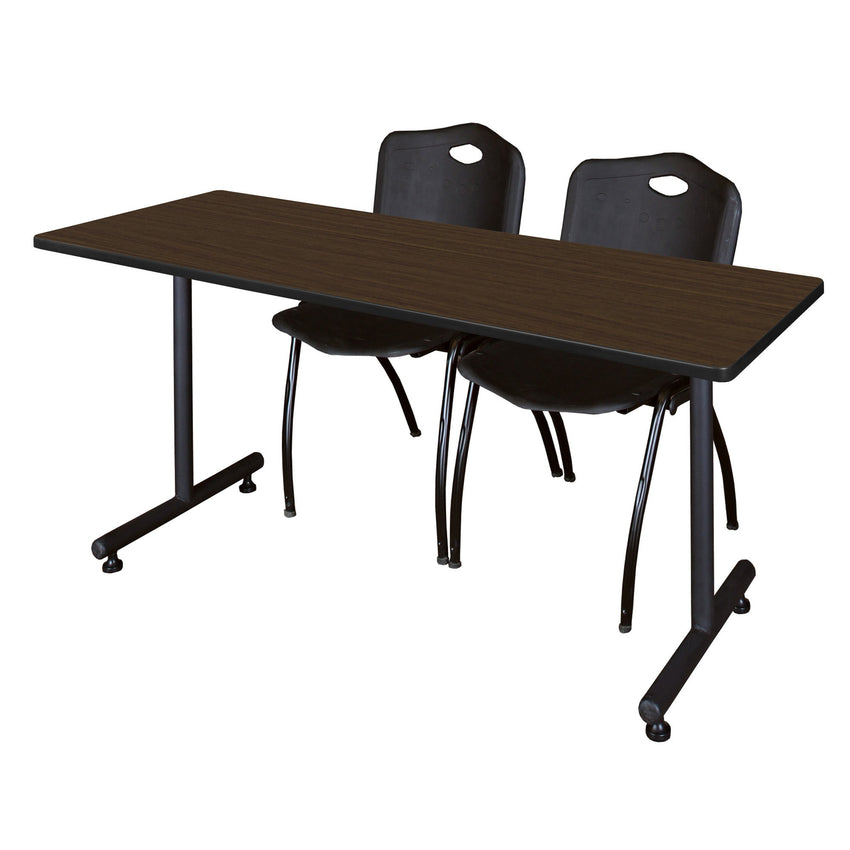 Regency Kobe Professional T - Base Training Table & 2 M Stack Chairs 66"W x 24"D x 29"H (REG - MKTRCT6624 - 2M) - SchoolOutlet