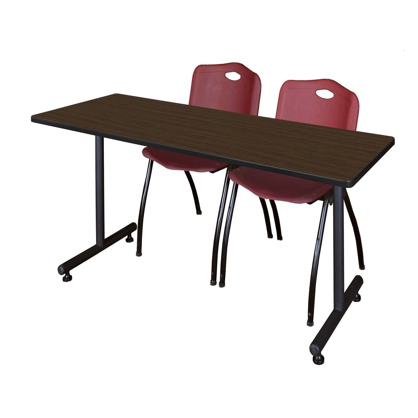Regency Kobe Professional T - Base Training Table & 2 M Stack Chairs 66"W x 24"D x 29"H (REG - MKTRCT6624 - 2M) - SchoolOutlet