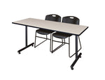 Regency Kobe Professional T - Base Training Table & 2 Zeng Stack Chairs 66