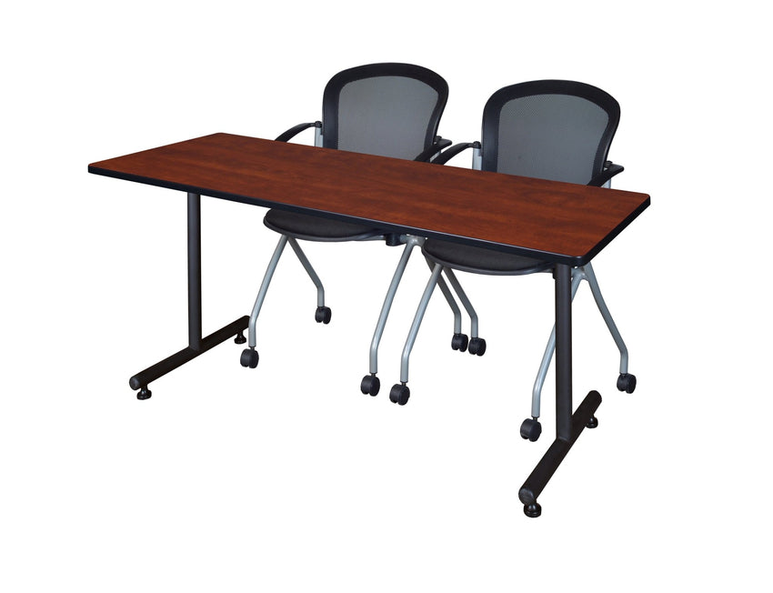 Regency Kobe Professional T - Base Training Seminar Table & 2 Cadence Nesting Chairs 66"W x 30"D x 29"H (REG - MKTRCT6630 - CAD) - SchoolOutlet