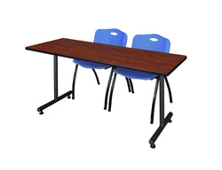 Regency Kobe Professional T-Base Training Seminar Table & 2 M Stack Chairs 66"W x 30"D x 29"H (REG-MKTRCT6630-2M)