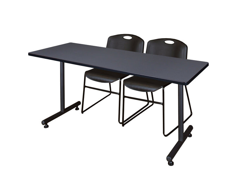 Regency Kobe Professional T - Base Training Table & 2 Zeng Stack Chairs 66"W x 30"D x 29"H (REG - MKTRCT6630 - ZNG) - SchoolOutlet