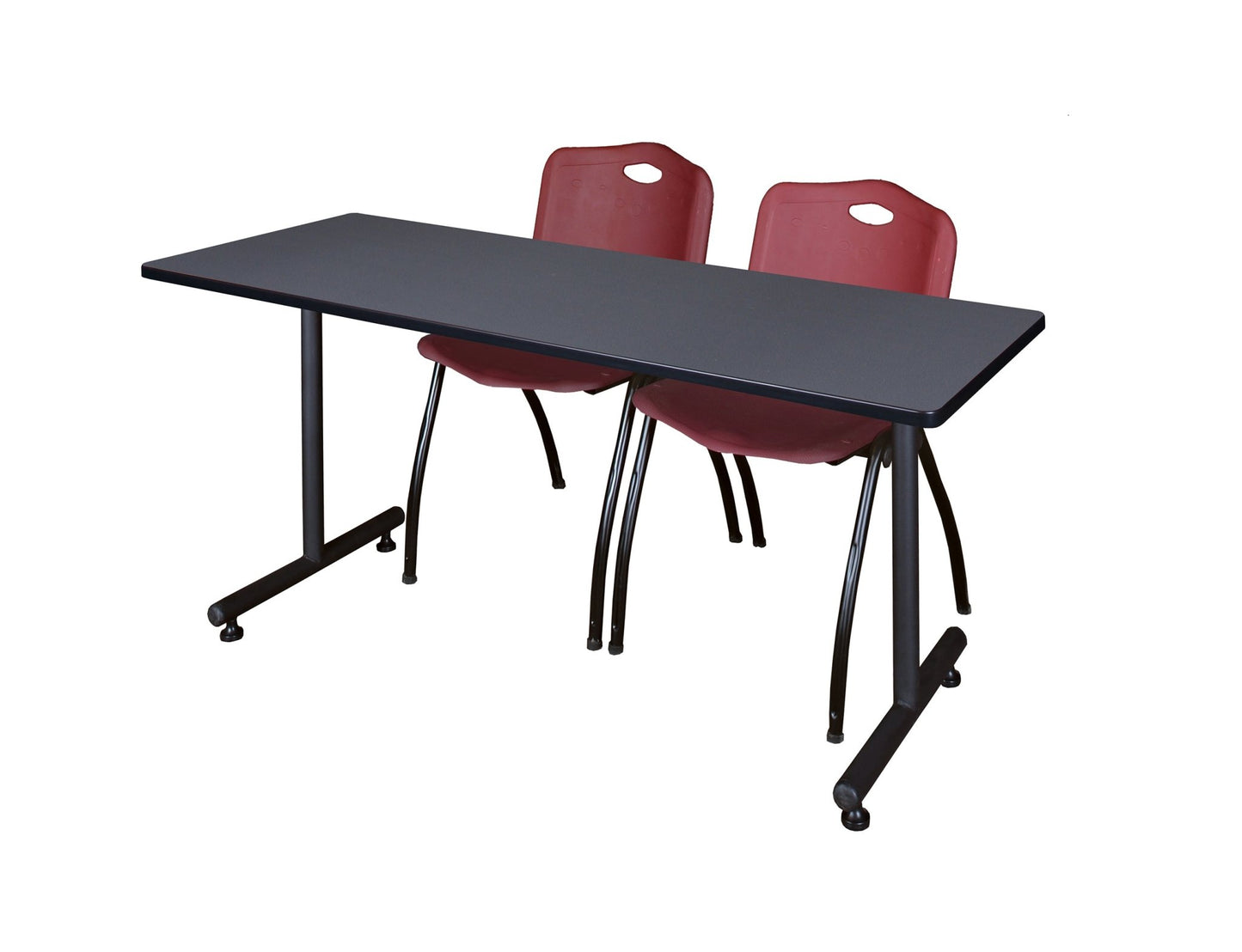 Regency Kobe Professional T - Base Training Seminar Table & 2 M Stack Chairs 66"W x 30"D x 29"H (REG - MKTRCT6630 - 2M) - SchoolOutlet