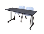 Regency Kobe Professional T - Base Training Seminar Table & 2 M Stack Chairs 66
