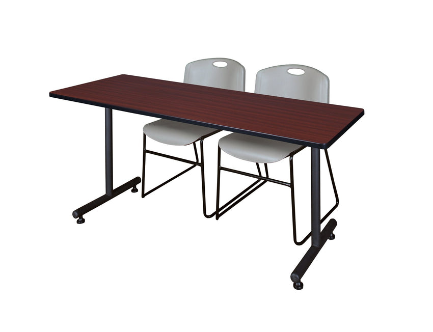 Regency Kobe Professional T - Base Training Table & 2 Zeng Stack Chairs 66"W x 30"D x 29"H (REG - MKTRCT6630 - ZNG) - SchoolOutlet