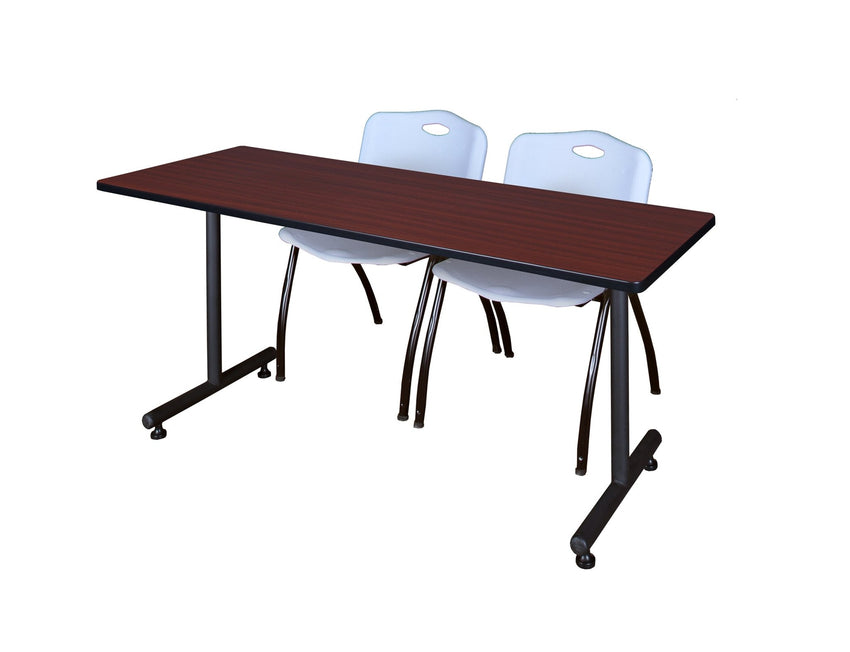 Regency Kobe Professional T - Base Training Seminar Table & 2 M Stack Chairs 66"W x 30"D x 29"H (REG - MKTRCT6630 - 2M) - SchoolOutlet
