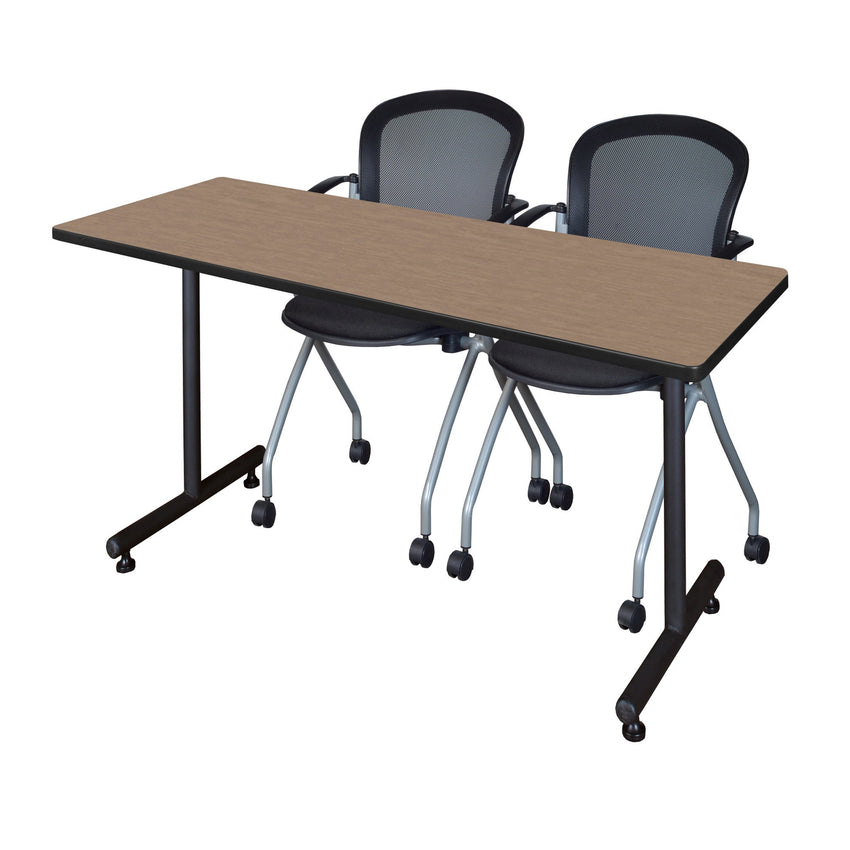 Regency Kobe Professional T - Base Training Seminar Table & 2 Cadence Nesting Chairs 66"W x 30"D x 29"H (REG - MKTRCT6630 - CAD) - SchoolOutlet