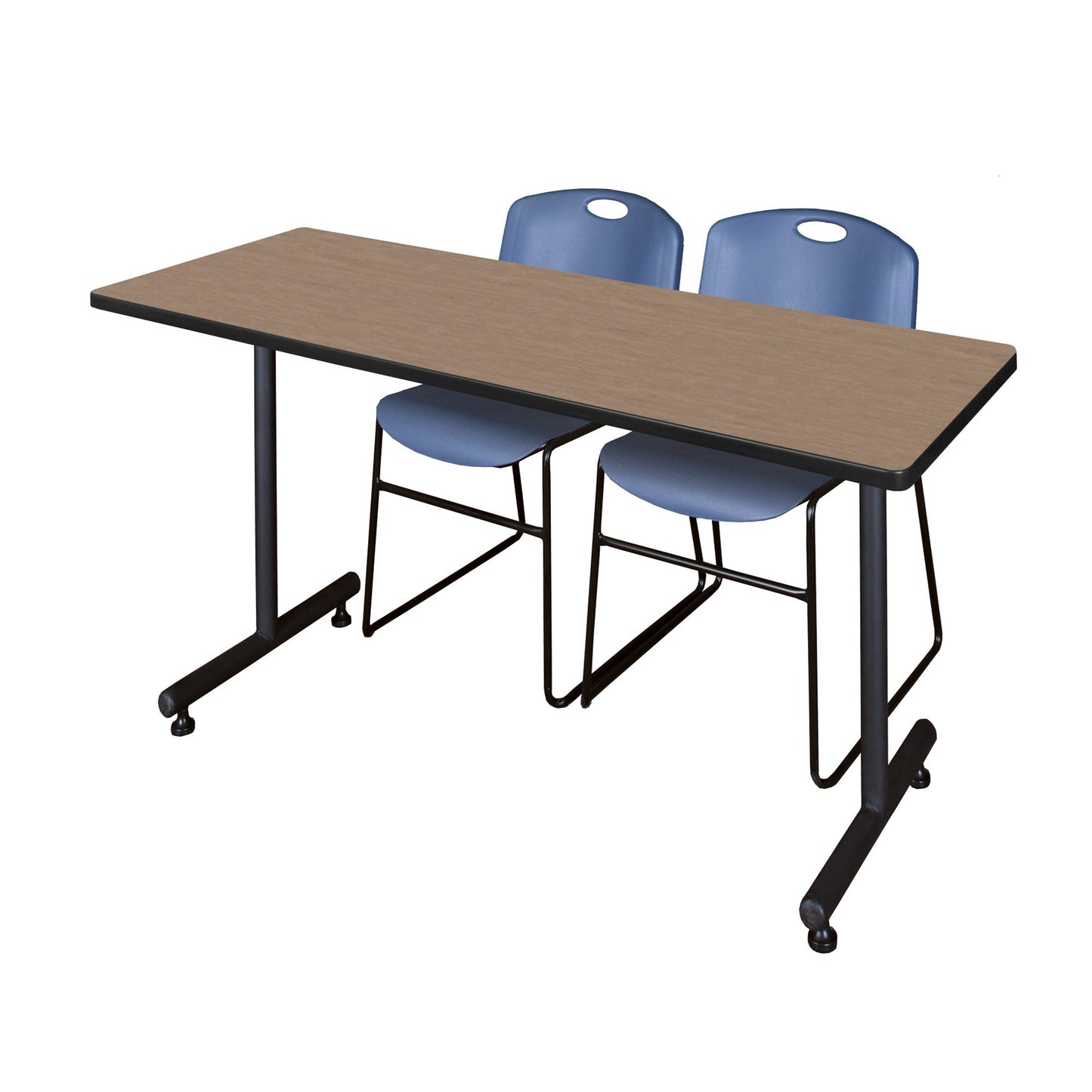 Regency Kobe Professional T - Base Training Table & 2 Zeng Stack Chairs 66"W x 30"D x 29"H (REG - MKTRCT6630 - ZNG) - SchoolOutlet