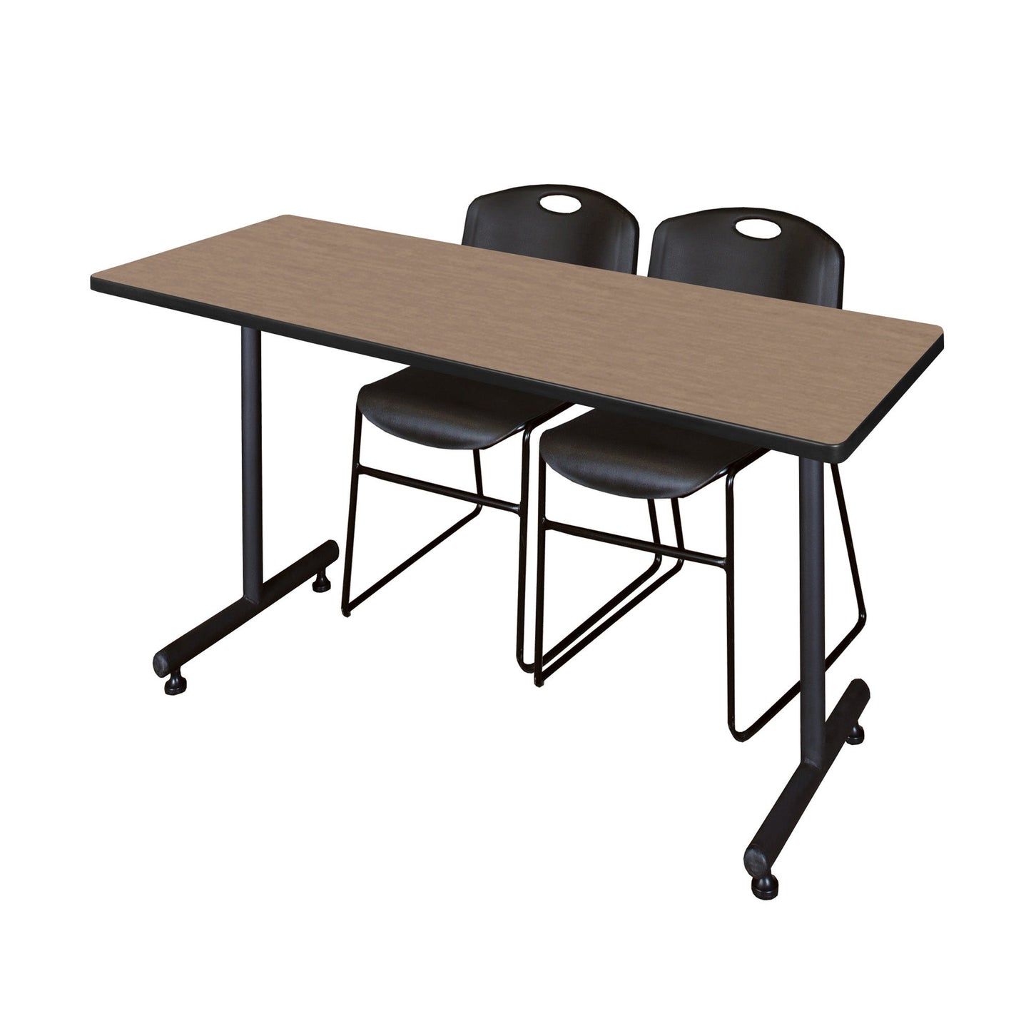 Regency Kobe Professional T - Base Training Table & 2 Zeng Stack Chairs 66"W x 30"D x 29"H (REG - MKTRCT6630 - ZNG) - SchoolOutlet