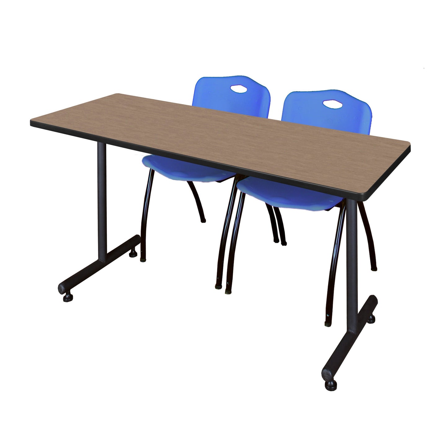 Regency Kobe Professional T - Base Training Seminar Table & 2 M Stack Chairs 66"W x 30"D x 29"H (REG - MKTRCT6630 - 2M) - SchoolOutlet