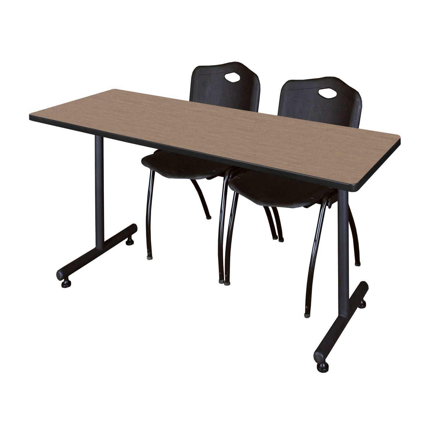 Regency Kobe Professional T - Base Training Seminar Table & 2 M Stack Chairs 66"W x 30"D x 29"H (REG - MKTRCT6630 - 2M) - SchoolOutlet