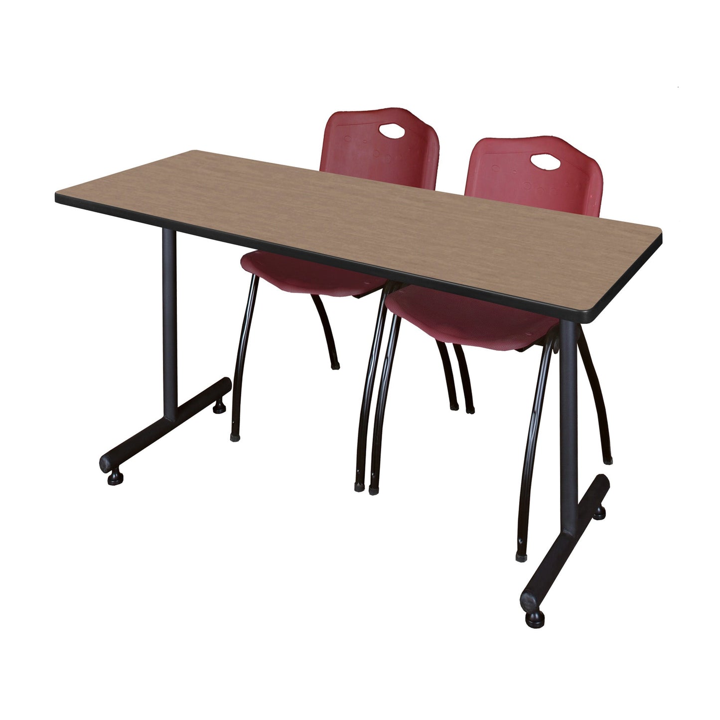 Regency Kobe Professional T - Base Training Seminar Table & 2 M Stack Chairs 66"W x 30"D x 29"H (REG - MKTRCT6630 - 2M) - SchoolOutlet