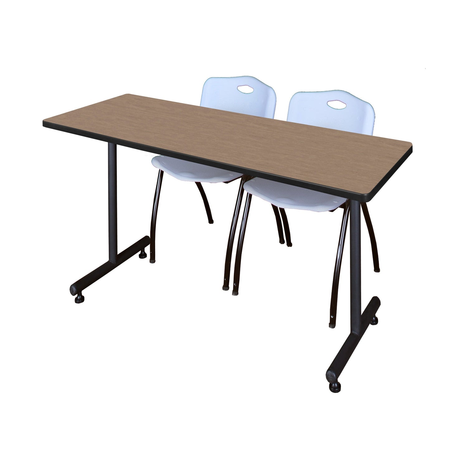 Regency Kobe Professional T - Base Training Seminar Table & 2 M Stack Chairs 66"W x 30"D x 29"H (REG - MKTRCT6630 - 2M) - SchoolOutlet