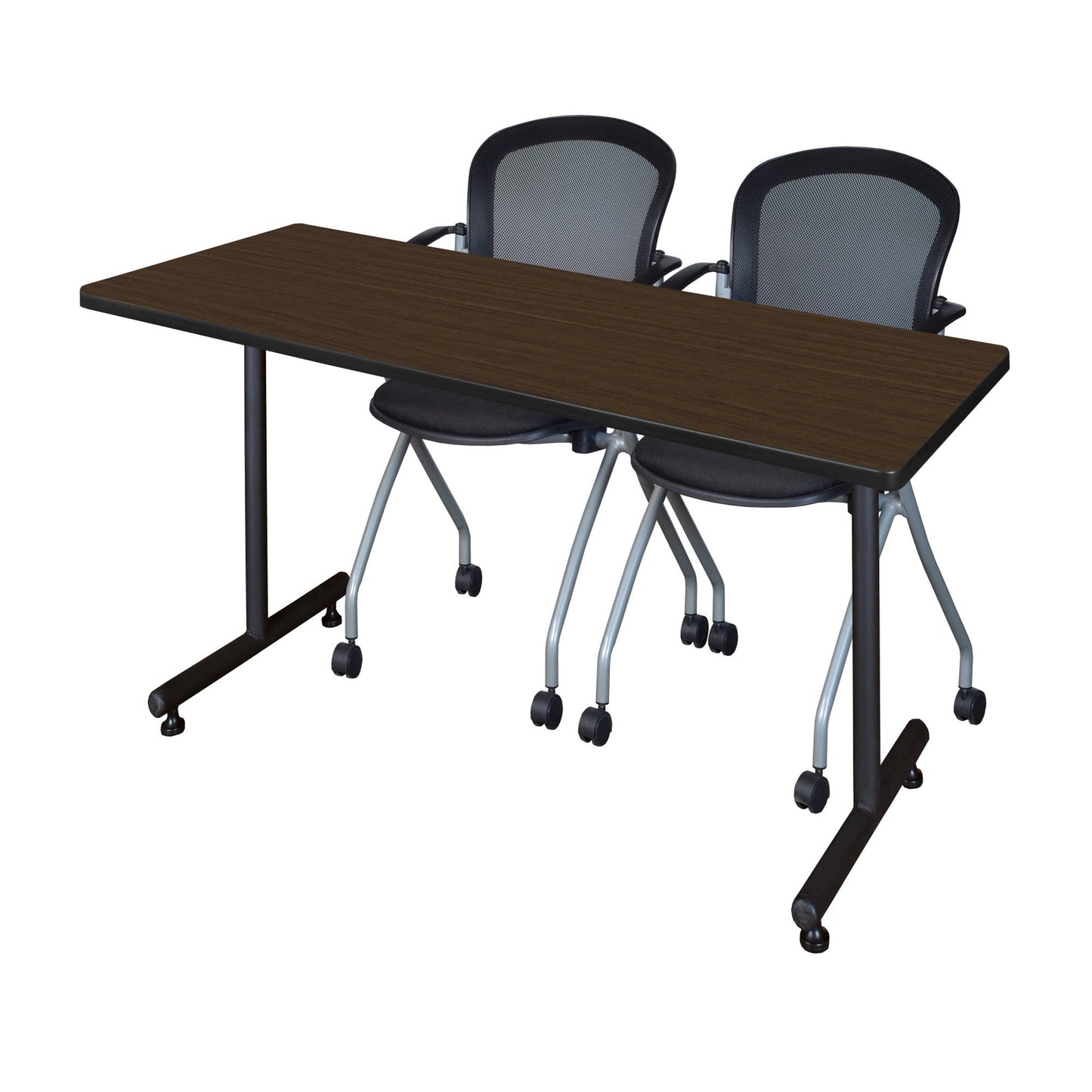 Regency Kobe Professional T - Base Training Seminar Table & 2 Cadence Nesting Chairs 66"W x 30"D x 29"H (REG - MKTRCT6630 - CAD) - SchoolOutlet
