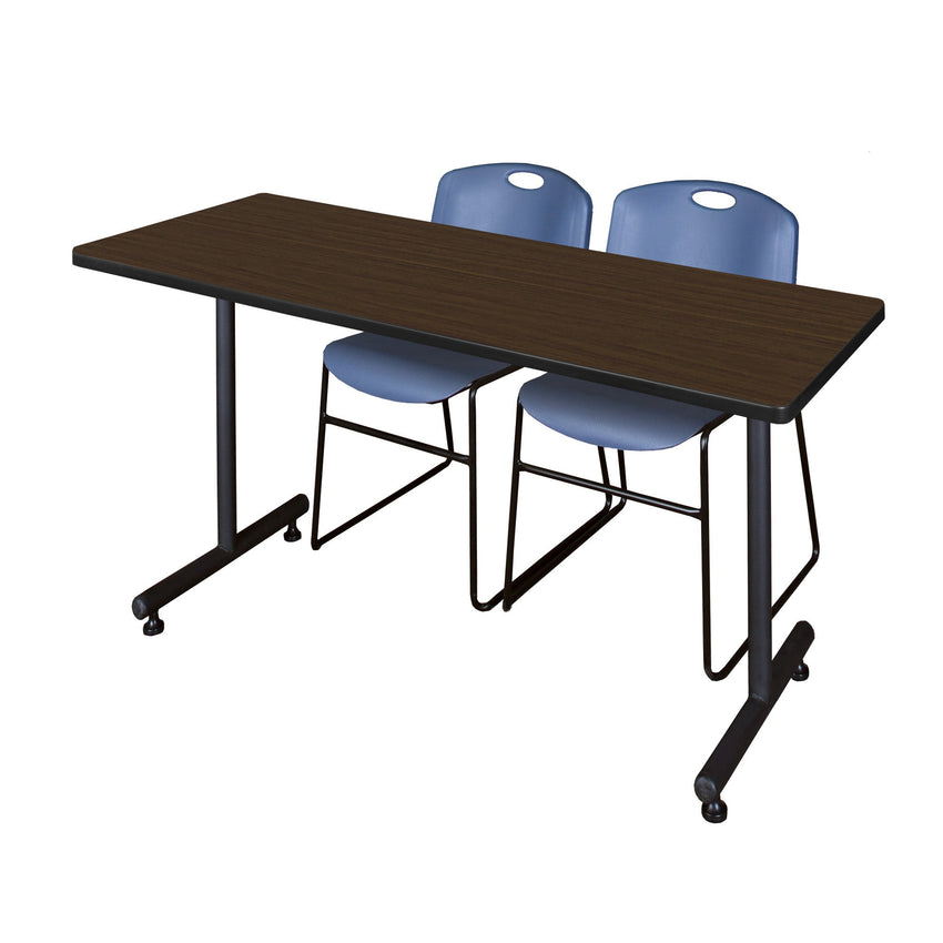 Regency Kobe Professional T - Base Training Table & 2 Zeng Stack Chairs 66"W x 30"D x 29"H (REG - MKTRCT6630 - ZNG) - SchoolOutlet