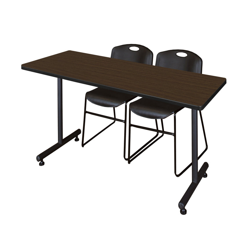 Regency Kobe Professional T - Base Training Table & 2 Zeng Stack Chairs 66"W x 30"D x 29"H (REG - MKTRCT6630 - ZNG) - SchoolOutlet
