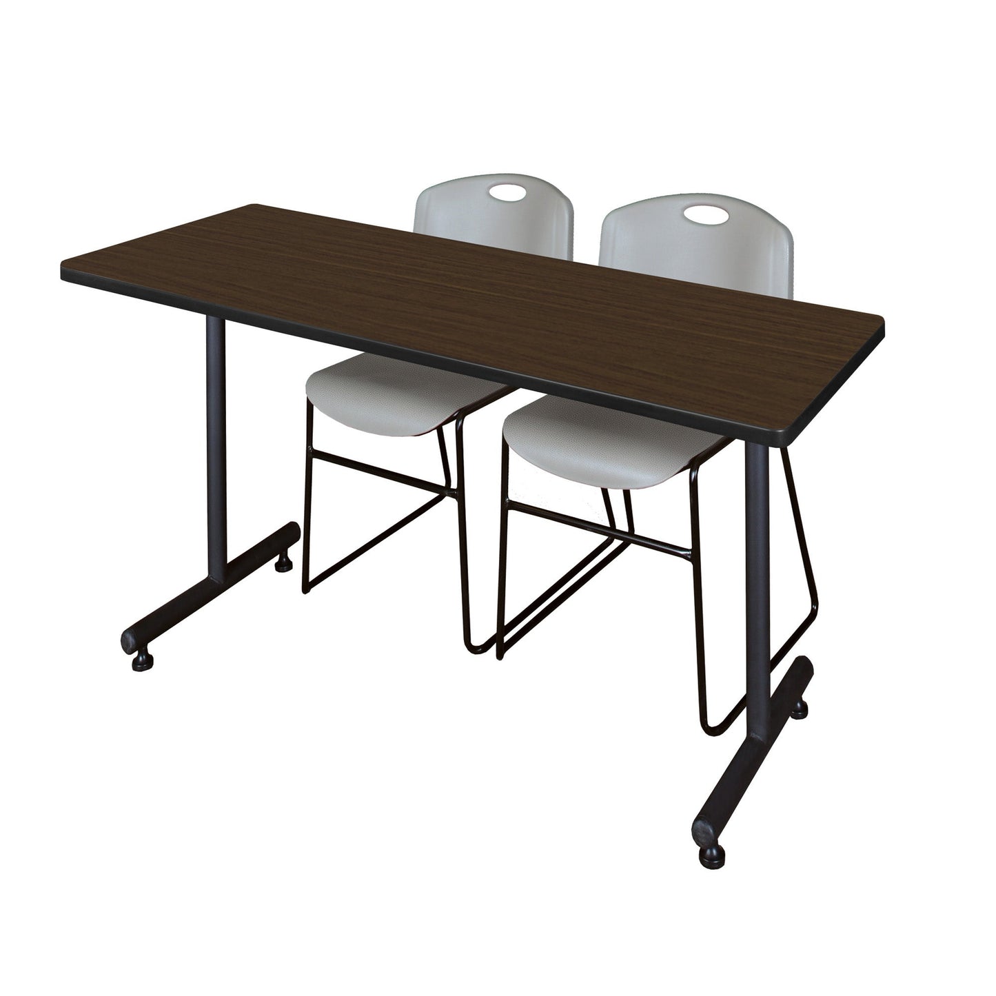 Regency Kobe Professional T - Base Training Table & 2 Zeng Stack Chairs 66"W x 30"D x 29"H (REG - MKTRCT6630 - ZNG) - SchoolOutlet