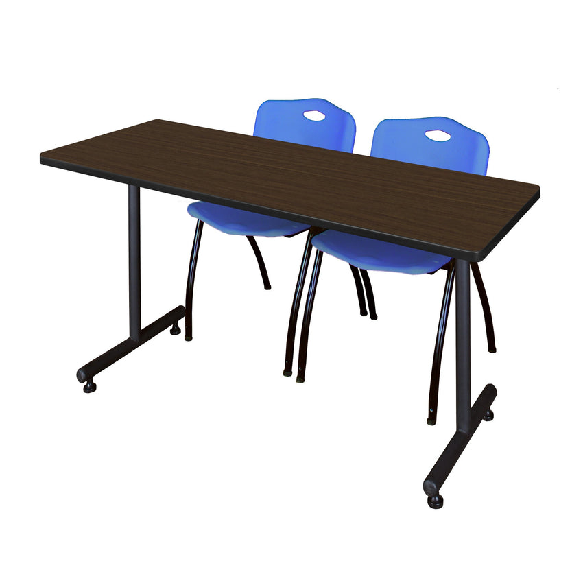 Regency Kobe Professional T - Base Training Seminar Table & 2 M Stack Chairs 66"W x 30"D x 29"H (REG - MKTRCT6630 - 2M) - SchoolOutlet