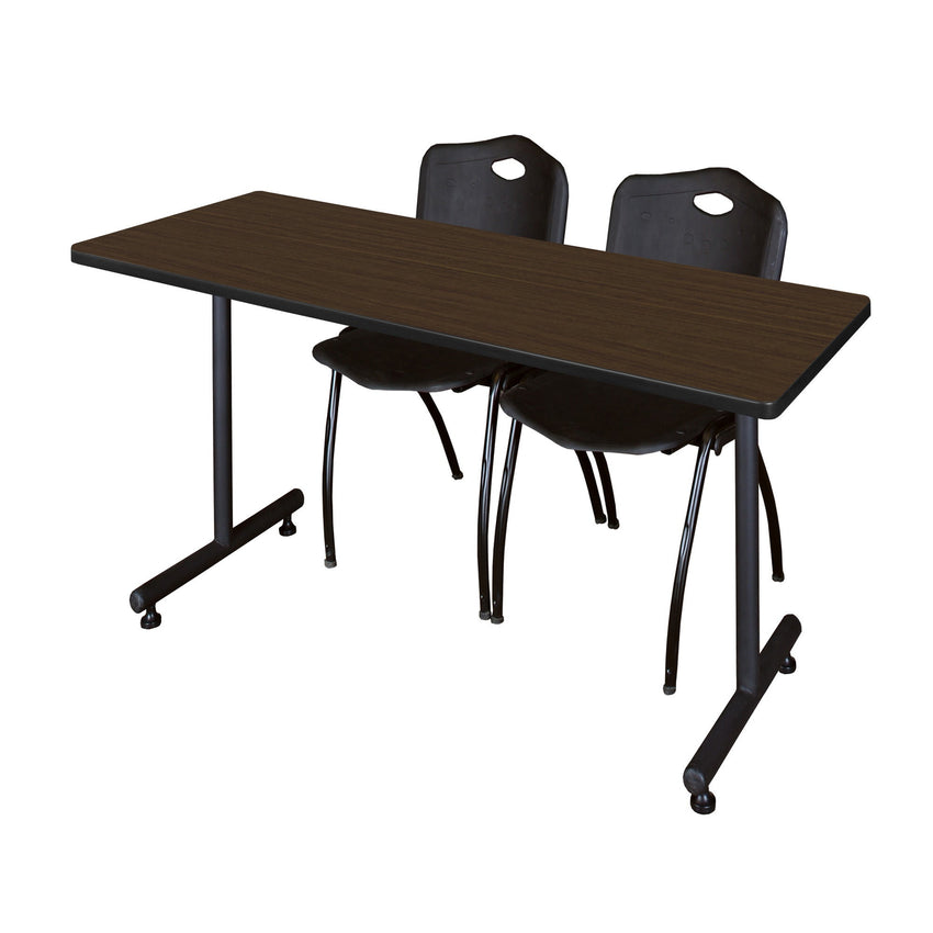 Regency Kobe Professional T - Base Training Seminar Table & 2 M Stack Chairs 66"W x 30"D x 29"H (REG - MKTRCT6630 - 2M) - SchoolOutlet