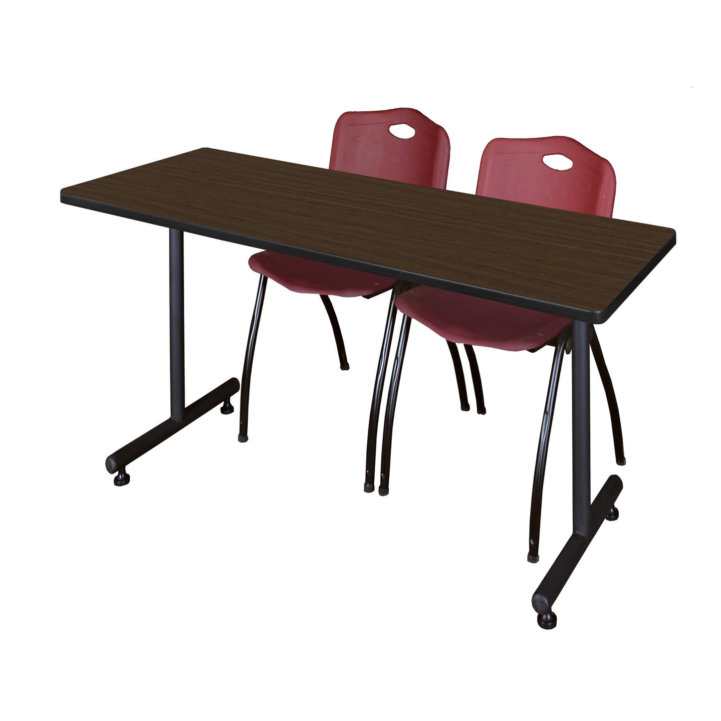 Regency Kobe Professional T - Base Training Seminar Table & 2 M Stack Chairs 66"W x 30"D x 29"H (REG - MKTRCT6630 - 2M) - SchoolOutlet