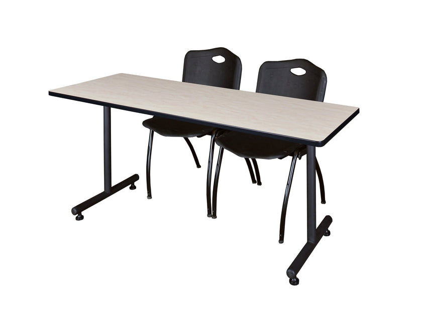 Regency Kobe Professional T - Base Training Seminar Table & 2 M Stack Chairs 66"W x 30"D x 29"H (REG - MKTRCT6630 - 2M) - SchoolOutlet