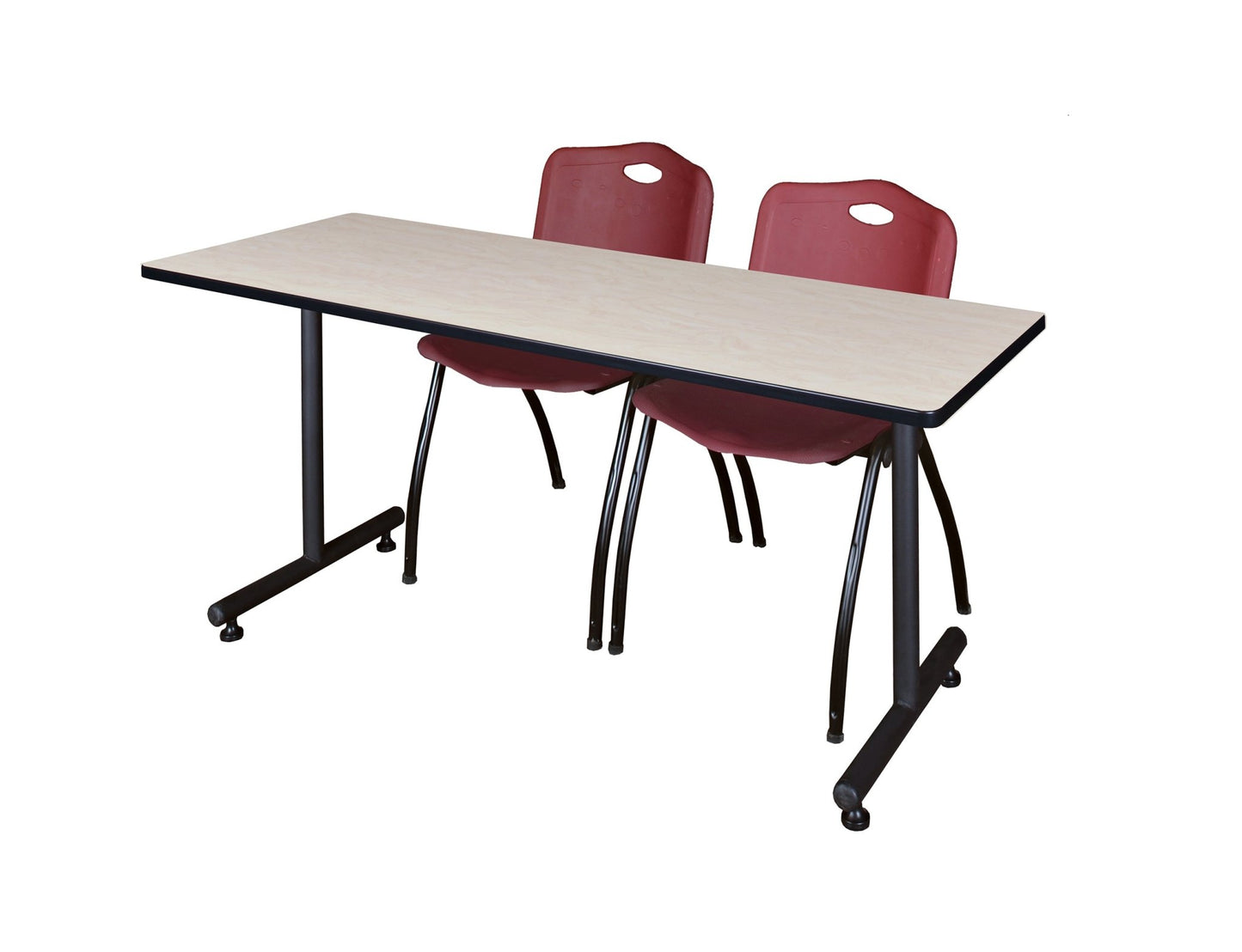 Regency Kobe Professional T - Base Training Seminar Table & 2 M Stack Chairs 66"W x 30"D x 29"H (REG - MKTRCT6630 - 2M) - SchoolOutlet