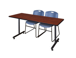 Regency Kobe Professional T-Base Training Table & 2 Zeng Stack Chairs 72"W x 24"D x 29"H (REG-MKTRCT7224-ZNG)