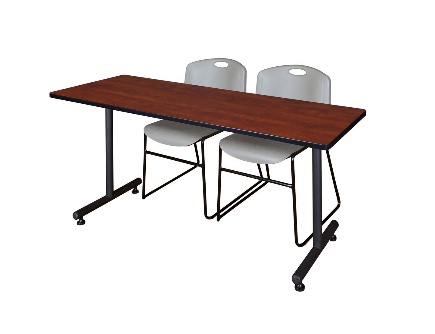 Regency Kobe Professional T - Base Training Table & 2 Zeng Stack Chairs 72"W x 24"D x 29"H (REG - MKTRCT7224 - ZNG) - SchoolOutlet
