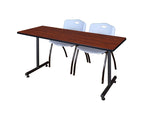 Regency Kobe Professional T - Base Training Seminar Table & 2 M Stack Chairs 72