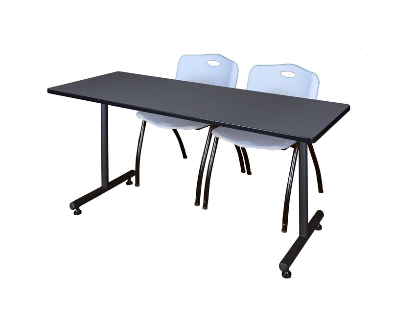 Regency Kobe Professional T - Base Training Seminar Table & 2 M Stack Chairs 72"W x 24"D x 29"H (REG - MKTRCT7224 - 2M) - SchoolOutlet