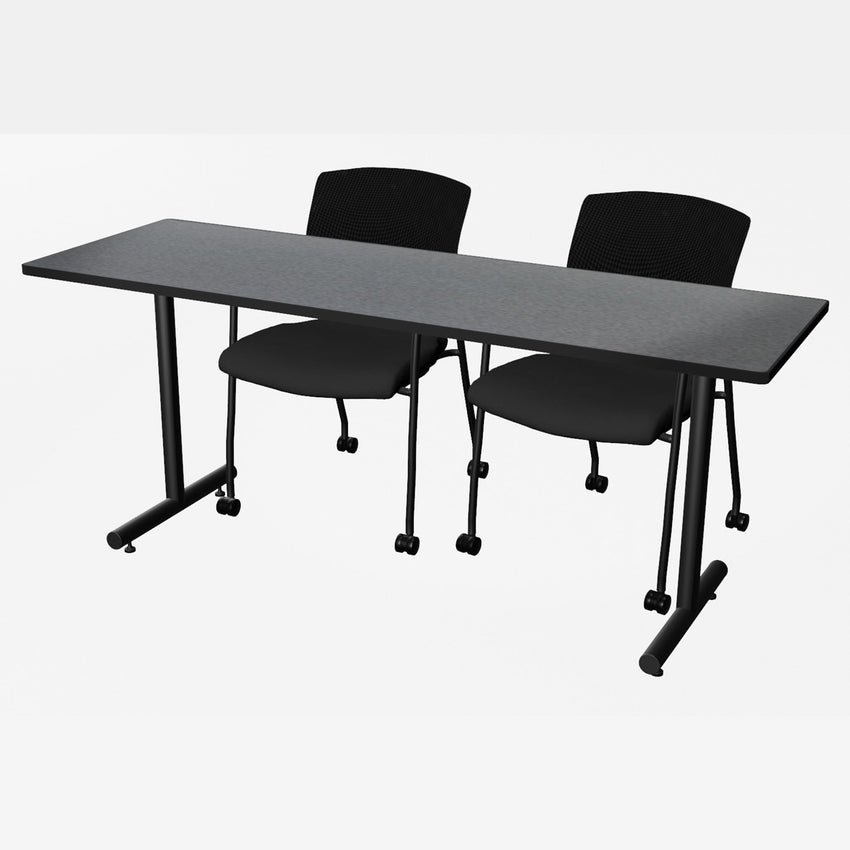 Regency Kobe Professional T - Base Training Seminar Table & 2 Knight Mesh Chairs 72"W x 24"D x 29"H (REG - MKTRCT7224 - KNM) - SchoolOutlet