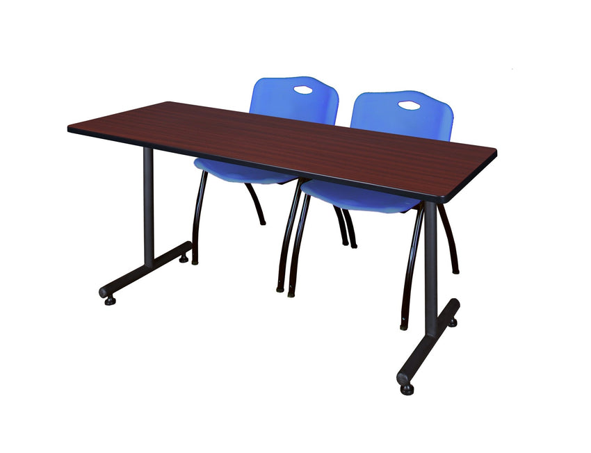 Regency Kobe Professional T - Base Training Seminar Table & 2 M Stack Chairs 72"W x 24"D x 29"H (REG - MKTRCT7224 - 2M) - SchoolOutlet