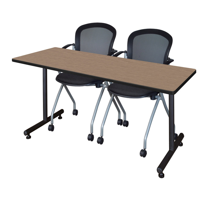 Regency Kobe Professional T - Base Training Seminar Table & 2 Cadence Nesting Chairs 72"W x 24"D x 29"H (REG - MKTRCT7224 - CAD) - SchoolOutlet