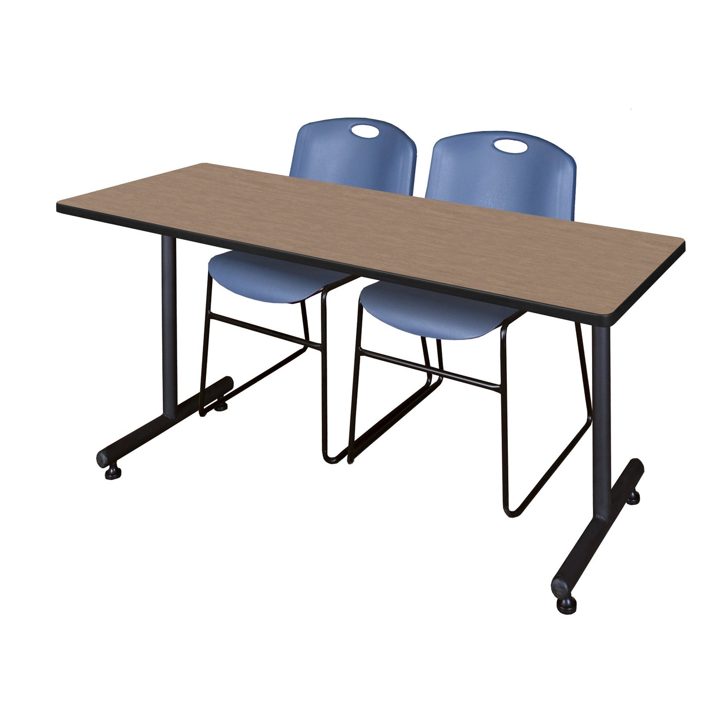 Regency Kobe Professional T - Base Training Table & 2 Zeng Stack Chairs 72"W x 24"D x 29"H (REG - MKTRCT7224 - ZNG) - SchoolOutlet
