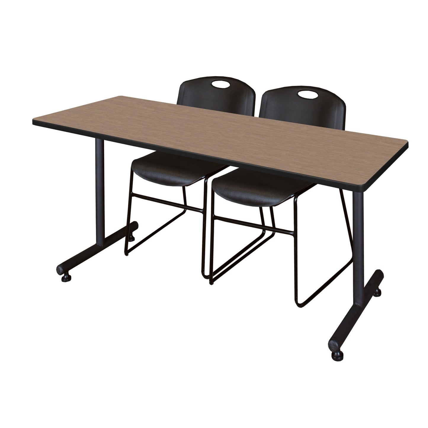Regency Kobe Professional T - Base Training Table & 2 Zeng Stack Chairs 72"W x 24"D x 29"H (REG - MKTRCT7224 - ZNG) - SchoolOutlet