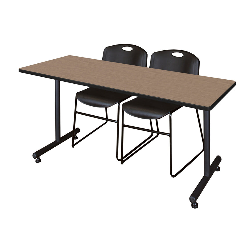 Regency Kobe Professional T - Base Training Table & 2 Zeng Stack Chairs 72"W x 24"D x 29"H (REG - MKTRCT7224 - ZNG) - SchoolOutlet