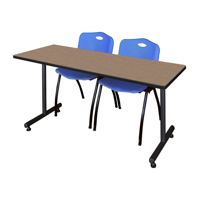 Regency Kobe Professional T - Base Training Seminar Table & 2 M Stack Chairs 72"W x 24"D x 29"H (REG - MKTRCT7224 - 2M) - SchoolOutlet
