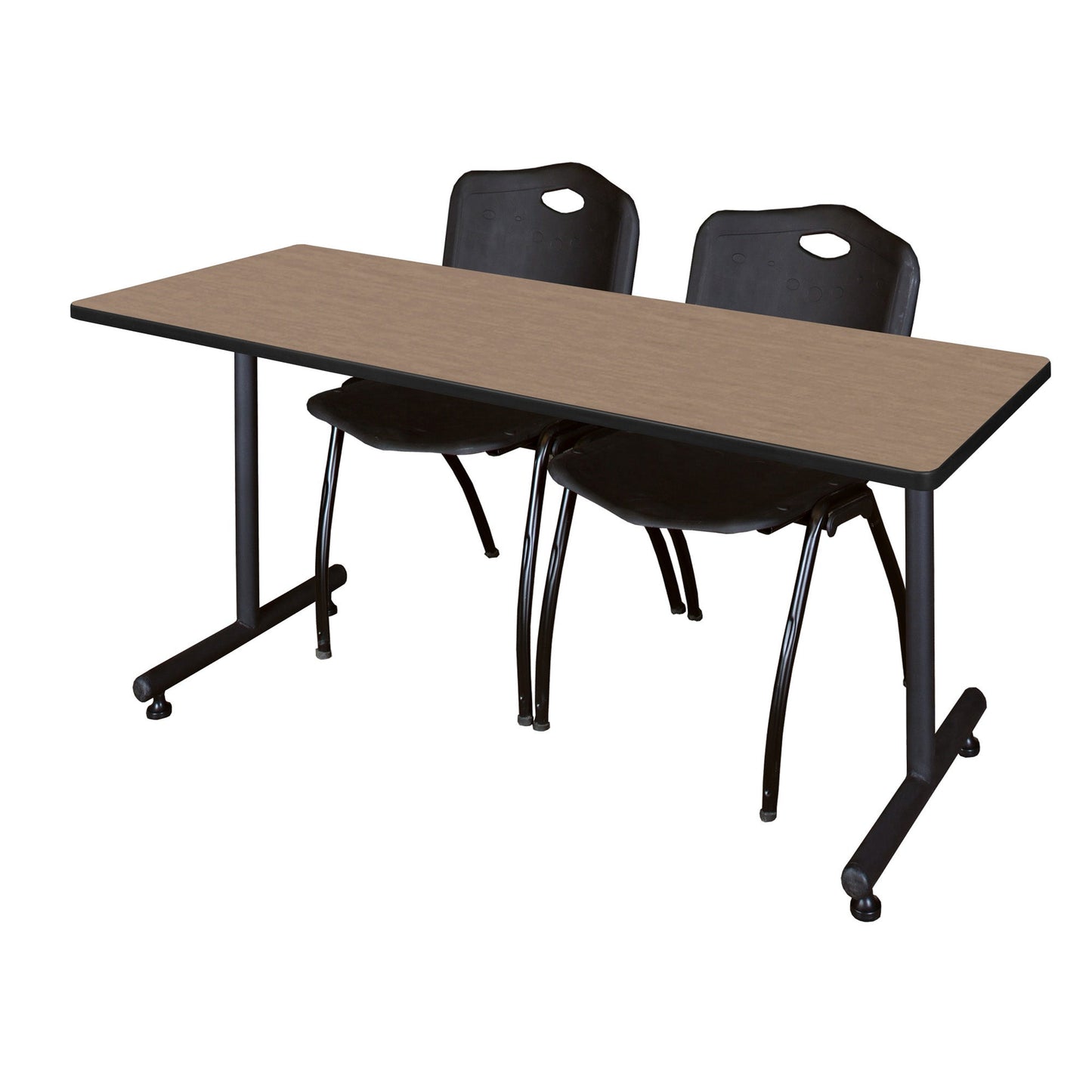 Regency Kobe Professional T - Base Training Seminar Table & 2 M Stack Chairs 72"W x 24"D x 29"H (REG - MKTRCT7224 - 2M) - SchoolOutlet