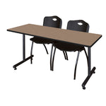 Regency Kobe Professional T - Base Training Seminar Table & 2 M Stack Chairs 72