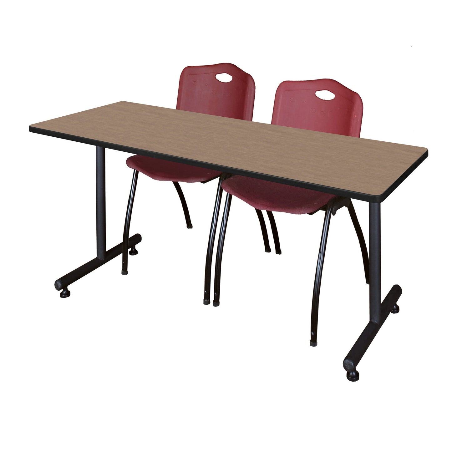 Regency Kobe Professional T - Base Training Seminar Table & 2 M Stack Chairs 72"W x 24"D x 29"H (REG - MKTRCT7224 - 2M) - SchoolOutlet