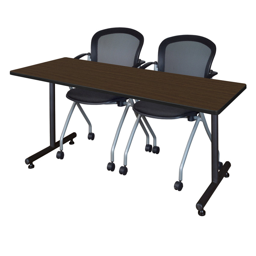 Regency Kobe Professional T - Base Training Seminar Table & 2 Cadence Nesting Chairs 72"W x 24"D x 29"H (REG - MKTRCT7224 - CAD) - SchoolOutlet