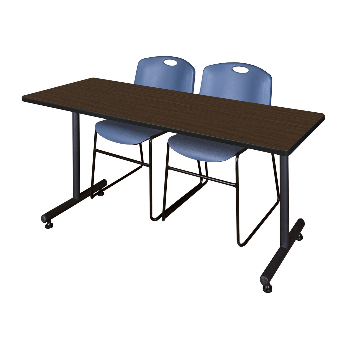 Regency Kobe Professional T - Base Training Table & 2 Zeng Stack Chairs 72"W x 24"D x 29"H (REG - MKTRCT7224 - ZNG) - SchoolOutlet