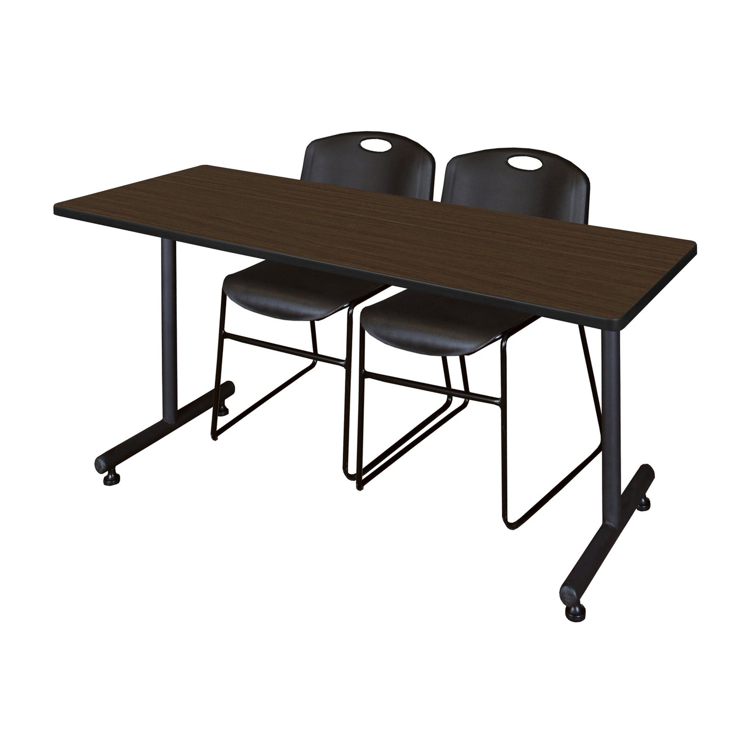 Regency Kobe Professional T - Base Training Table & 2 Zeng Stack Chairs 72"W x 24"D x 29"H (REG - MKTRCT7224 - ZNG) - SchoolOutlet