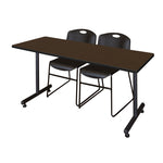 Regency Kobe Professional T - Base Training Table & 2 Zeng Stack Chairs 72