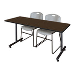 Regency Kobe Professional T - Base Training Table & 2 Zeng Stack Chairs 72