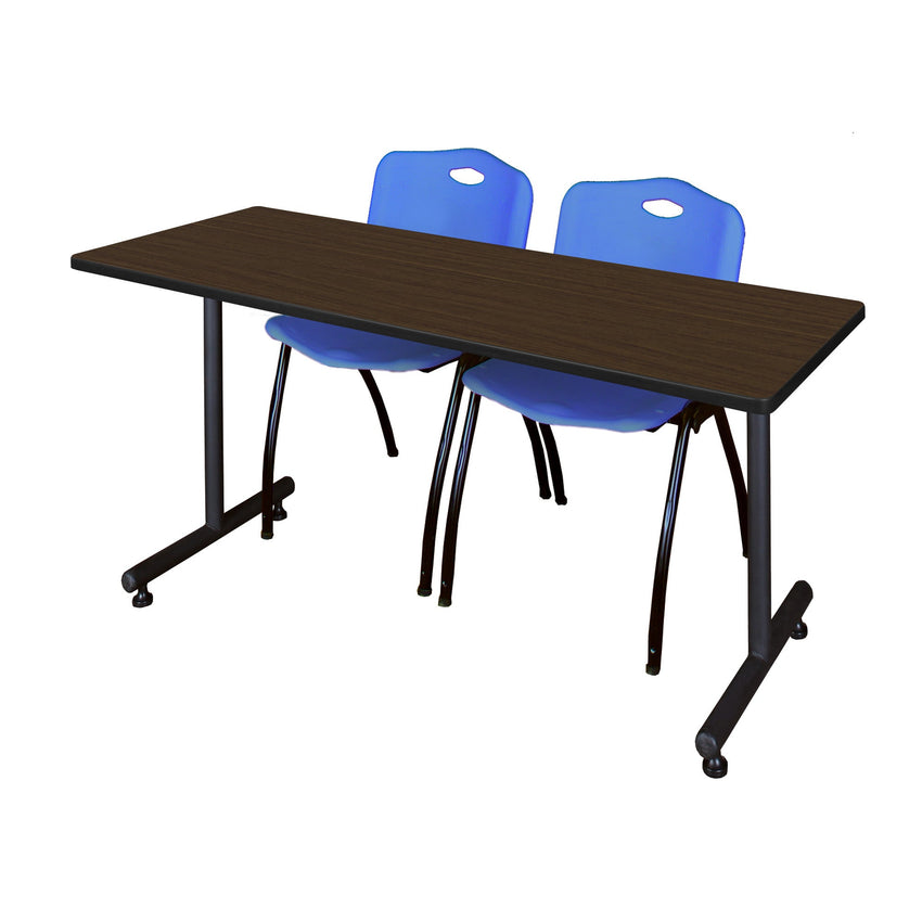 Regency Kobe Professional T - Base Training Seminar Table & 2 M Stack Chairs 72"W x 24"D x 29"H (REG - MKTRCT7224 - 2M) - SchoolOutlet