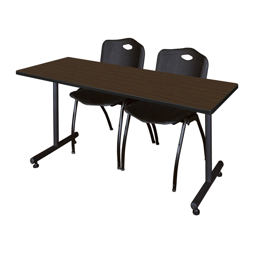 Regency Kobe Professional T - Base Training Seminar Table & 2 M Stack Chairs 72"W x 24"D x 29"H (REG - MKTRCT7224 - 2M) - SchoolOutlet