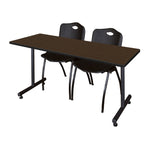 Regency Kobe Professional T - Base Training Seminar Table & 2 M Stack Chairs 72